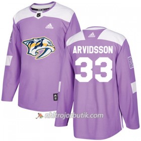 Män Ishockey Nashville Predators Tröja Viktor Arvidsson 33 Adidas 2017-2018 Lila Fights Cancer Practice Authentic